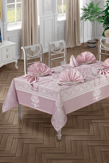 Vip Cotton Tablecloth Set for 12 160x220cm (powder pink)