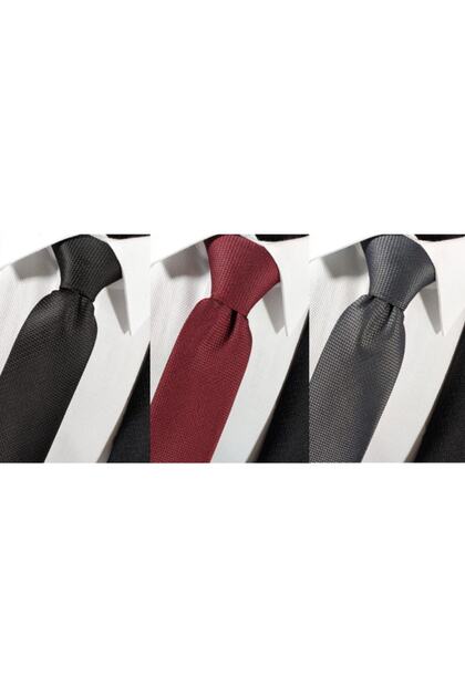 Black Burgundy Smoked 3-Pack 6 cm Dobby Tie and Handkerchief Set