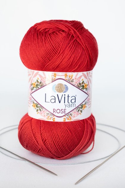 Rose Amigurumi, Punch, Etamin, Ață de tricotat manual Taka Yarn (3021-roșu)