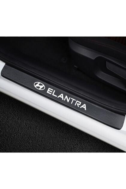 Hyundai Elentra Carbon Fiber Door Sill Lettering Sticker 4 Pieces