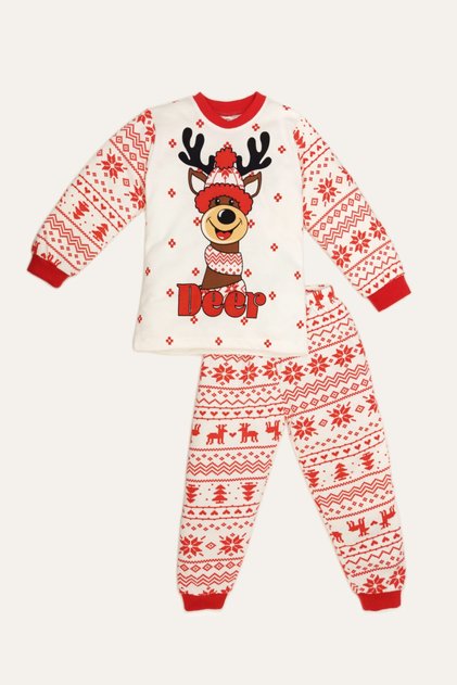 New Year's Concept Deer Printed Pajama Set