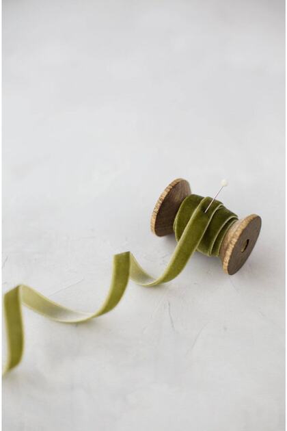 Khaki Velvet Ribbon 1cm 5m