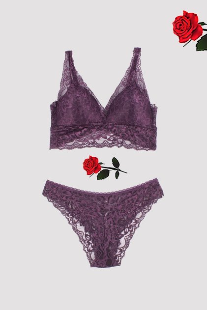 2000 Padded Purple Women's Bralet Set