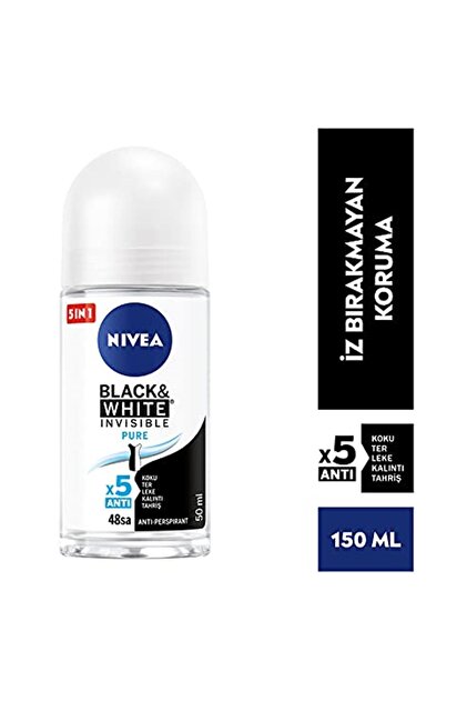 NIVEA Invisible Black Ve White Pure Rollon Deodorant Kadın 50 ml - 3