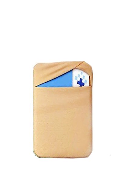 Lycra Gold Color Coin and Card Holder that Can Be Adhered to the Back of a Mobile Phone
