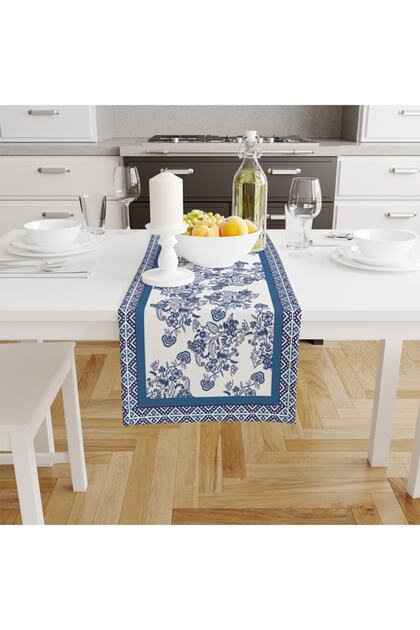 Blue Flowers Runner 140x45cm