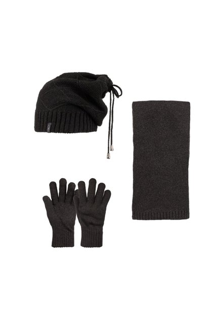 3-Piece Beret Set Black (Beret-Glove-Neck Collar)