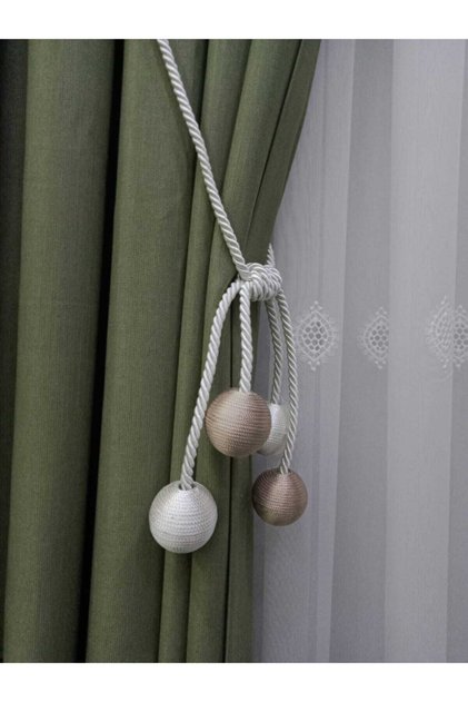 4 Ball Background Curtain Collection Apparatus - Kornise Tactical, Mink-Ecru Ceiling, Bracket Curtain Ornament