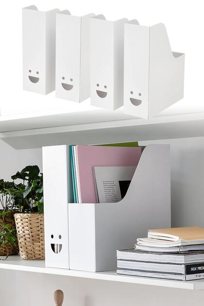 Set de fișiere pentru reviste Tjabba 4 bucăți Dosar din carton Smiley Face White Vd005