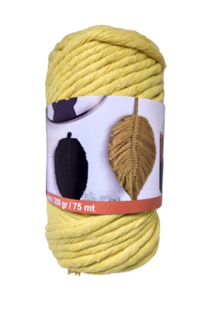 Yellow Cotton Twisted Macrame Thick Scanning Rope 250 Grams No 17