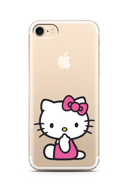 Super Transparent Silicone Phone Case with Hello Kitty Design for iPhone 7
