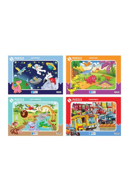 30 Piece Frame Puzzle - Set of 4 Boys Astronaut, Dinosaurs, Cute Animals, Vehicles