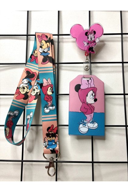 Minnie Mouse , Boyun Askısı Yoyo Ve Kartlık Set