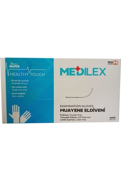Medilex Tek Kullanımlık Pudrasız Tpe Eldiven 100'lü M- Mavi