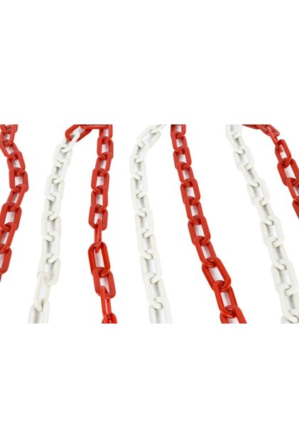 8 Mm Plastik Trafik Zinciri (KIRMIZI - BEYAZ) (25 METRE)