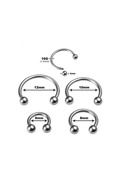 kuqpeli Cerrahi Çelik Piercing Kulak-burun-kıkırdak-septum 10mm - 3