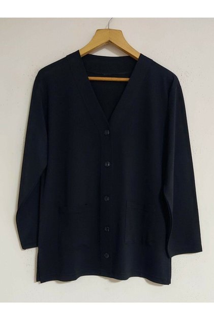 Women's Thin Combed Cotton Short Seasonal Black Jacket Cardigan