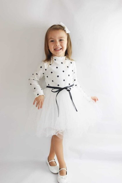 White Polka Dot Girl's Tutu Dress
