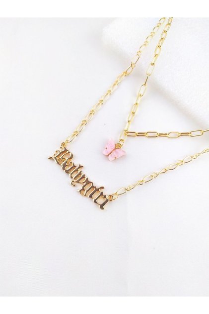 Babygirl Kelebek Gold Ikili Kolye