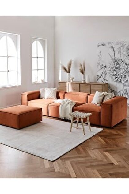 ERİZA Relax Soft 4 Modül Köşe Takımı (YAĞ YEŞİLİ) Keten 68