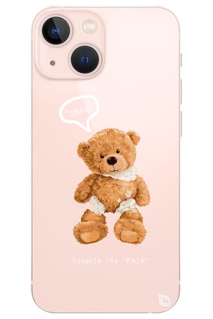 iPhone 13 Teddy Bear Patterned Transparent Silicone Phone Case