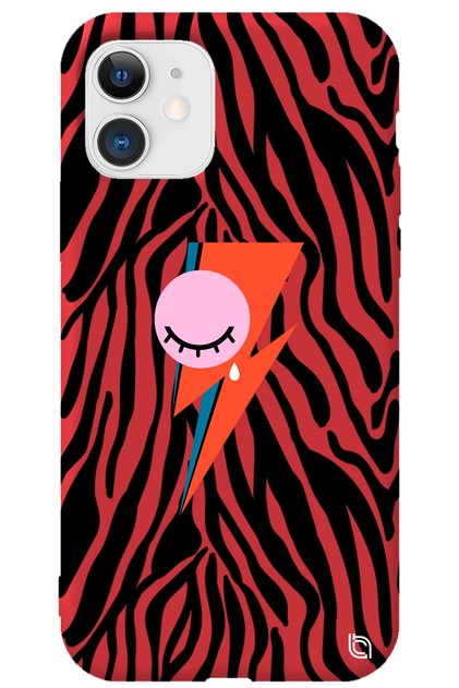 iPhone 11 Red Color Premium Velvet Inside Eye Age Patterned Silicone Phone Case