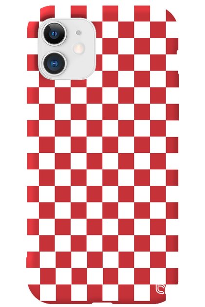 iPhone 11 Red Color Premium Velvet Checkered Patterned Silicone Phone Case