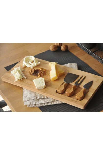 Real Wooden Fork Knife Spatula Cheese Meat Fish Salad Presentation Tray Plate Coffee Table Stand Board