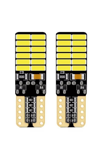 2 Adet Beyaz Renk T10 Dipsiz Led Ampul 24 Ledli Park Ampulü Gündüz Farı Yüksek Işık Güçlü