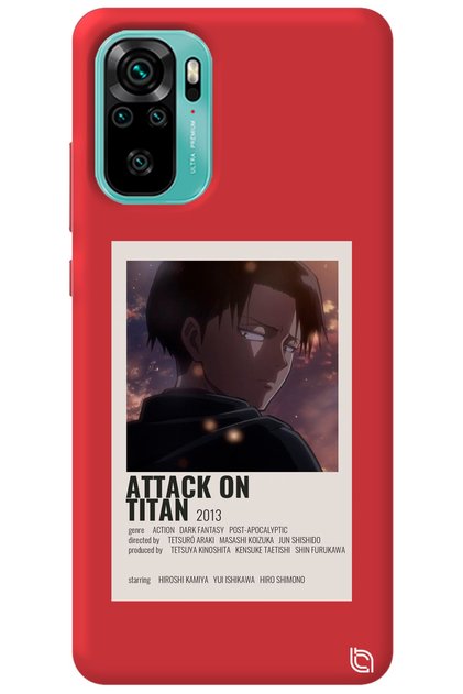 Xiaomi Redmi Note 10 Compatible Red Premium Velvet Attack on Titan Levi Patterned Silicone Case