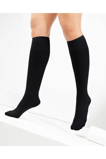 Black Women's Micro 80 Trousers Opaque Knee-Length Thermal Socks