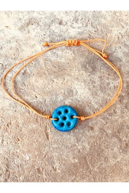 Syriac Evil Eye Bead 7 Eyed Orange Rope Bracelet