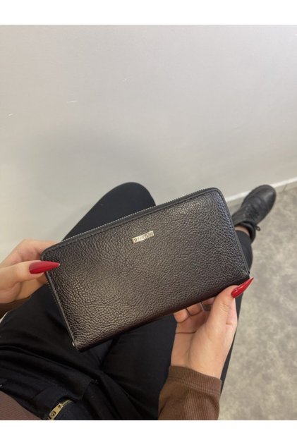 Hakiki Deri Unısex Telefon Ve Kalem Bölmeli Siyah Cüzdan