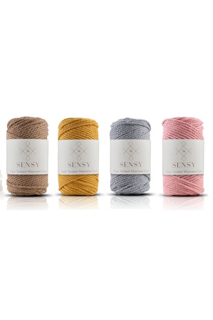 Premium 3 Twist Rope 3mm Scanned Macrame Rope Rope Set of 4 Milk Coffee-mustard-light Grey-salmon