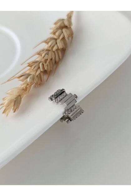 Kadın Zirkon Taşlı Zikzak Earcuff ( Kıkırdak Küpe )