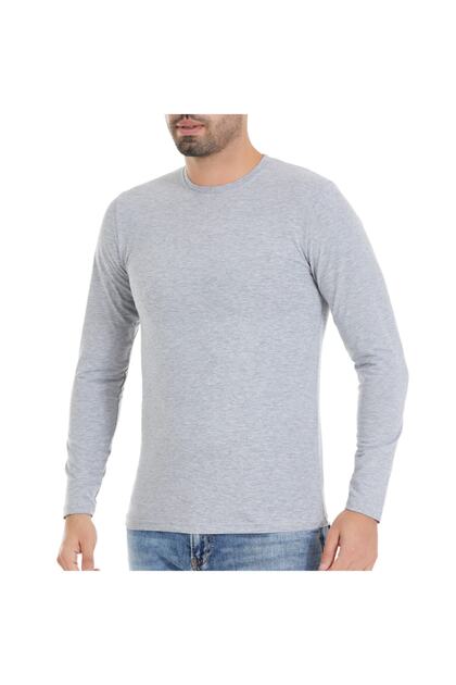 Men's Gray Long Sleeve V-Neck Lycra Body