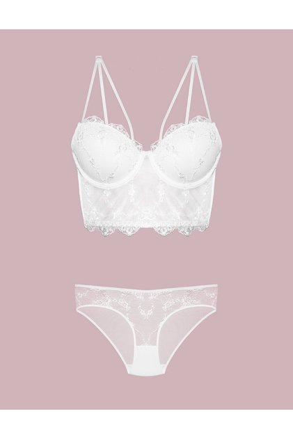 Red Lace Underwire Padded Bra Set