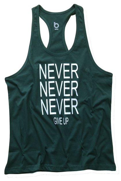Men's Green Color Fitness Gym Tank Top Athlete Undershirt Nevernever