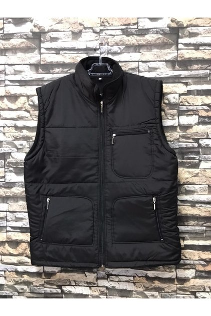 Siyah Kapitone Içi Polarlı Anorak Şişme Yelek