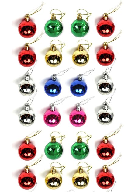 Christmas Pine Tree Ornament Colorful 4 cm 24 Piece Cici Ball