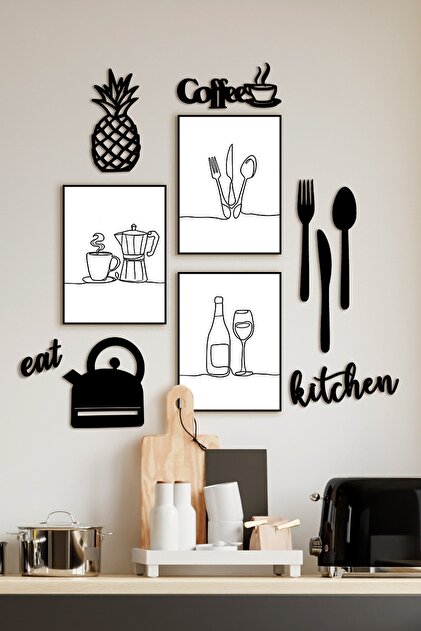 ÖZCANLAR ÇERÇEVE Çerçevesiz Cafe Dekoratif 11 Parça Mutfak Lazer