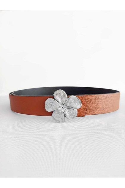 Women's Silver Buckle Tan Belt, Jean Belt, Jacket Belt, Trouser Belt