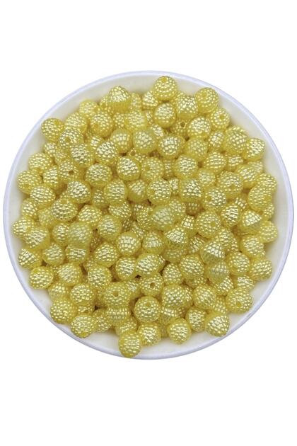 25Gr Yellow Colored 10mm One Piece Pyramid Blackberry Beads, Jewelry Beads (25Gr,~55Pieces)