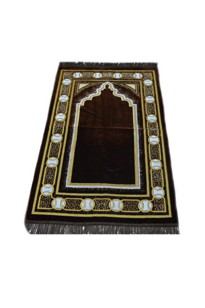 سجادة صلاة مخملية باللون البني