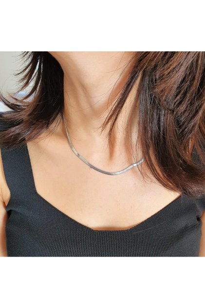 Women's Italian Chain Steel Necklace, Silver Color