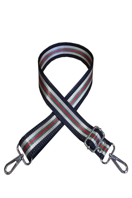 Silver Color Accessory Bag Shoulder Strap Colored Stripe