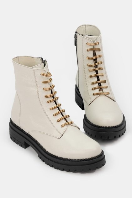 Women's Beige Genuine Leather Size 36-41 Boots & Booties