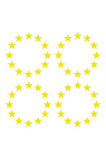 Yellow Ab Star 3X3 cm License Plate Auto Car Sticker - 4 Pieces