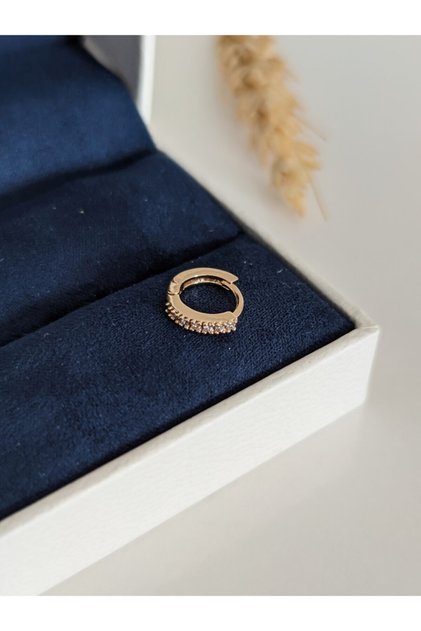 Cerrahi Çelik Zirkon Taşlı Gold Halka Piercing , Tragus