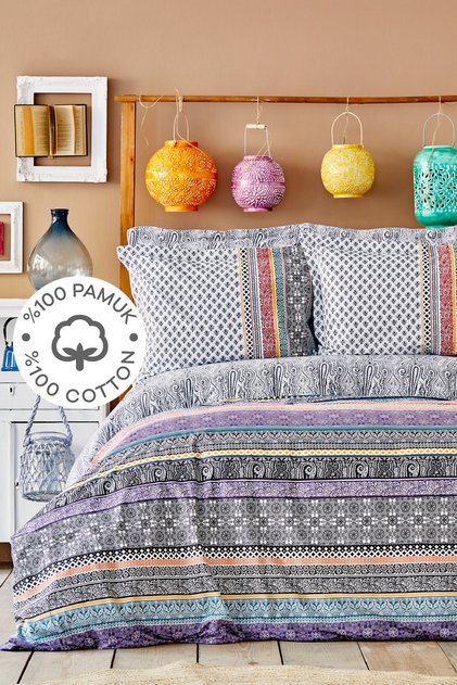 Nileso Red 100% Cotton Double Duvet Cover Set